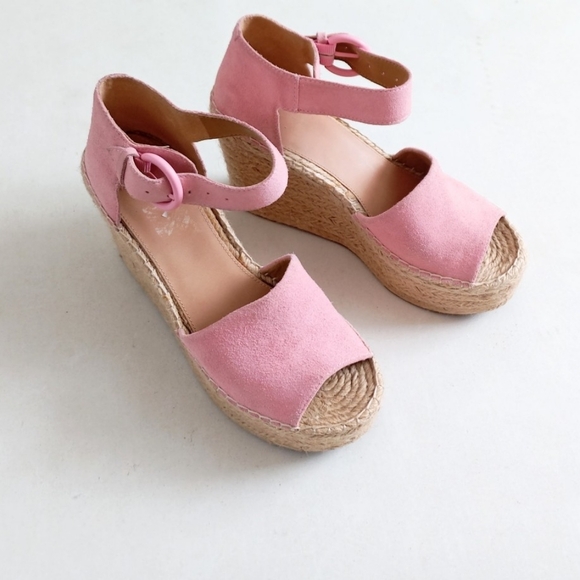 Marc Fisher suede pink wedge platform espadrille sandals - Picture 5 of 16